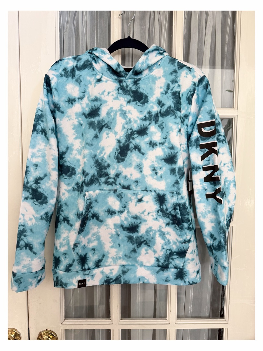 DKNY Light Blue & White Tie-Dye Hoodie